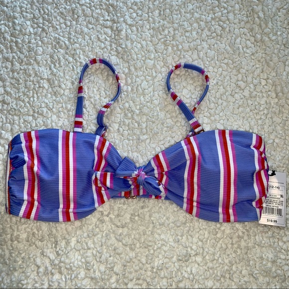 NWT Ribbed tie front bandeau bikini top - Picture 9 of 10